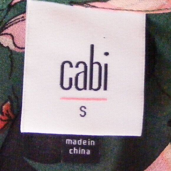 CABI Top, S, Green, Sleeveless, Sheer, Shadow Blue, Daisy Vine, 1 pc, Style 3619 - Picture 10 of 12